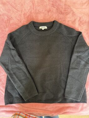 Pura Cashmere Women’s Ribbed Crewneck Sweater - Black Sz L